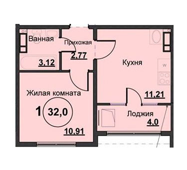 1-к квартиры в объекте Жилой дом по ул.Карасаева/Белорусская