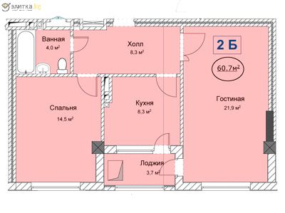 2-к квартиры в объекте Жилой комплекс на ул.Баха/ул.Гагарина