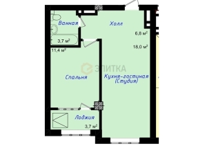 1-к квартиры в объекте Жилой комплекс АМАНАТ