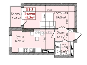 1-к квартиры в объекте Жилой дом «ВАВИЛОН»