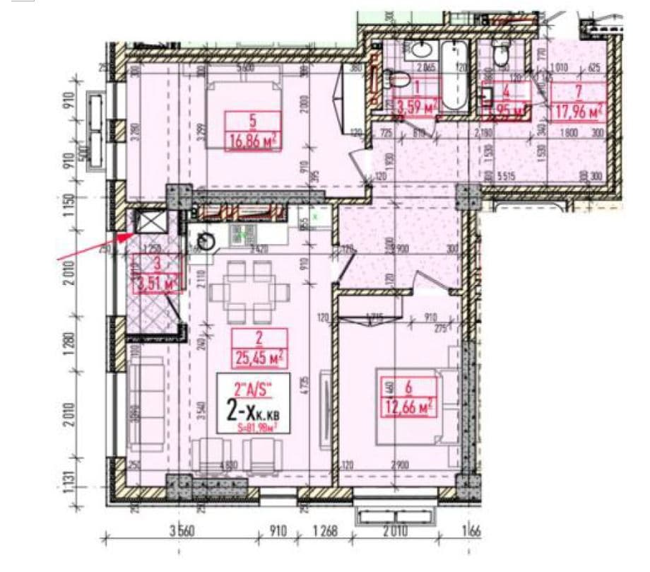 3 ком. кв. 82 м², 9 этаж из 18