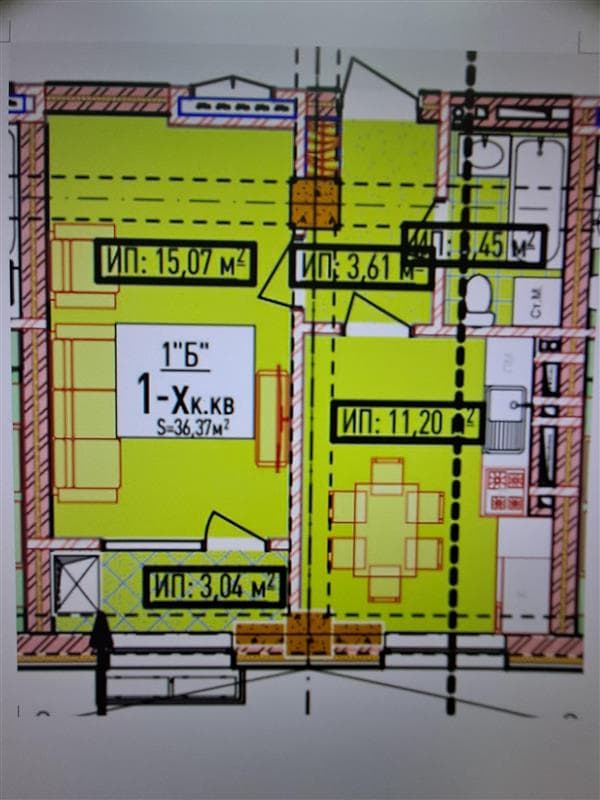 1 ком. кв. 37 м², 11 этаж из 18