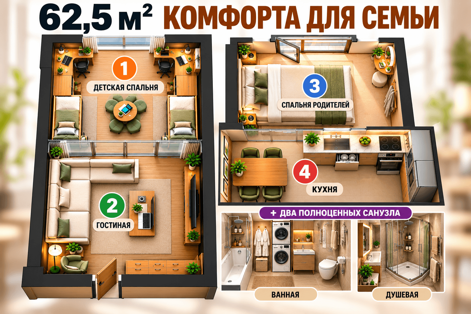 1 ком. кв. 62.45 м², 14 этаж из 16