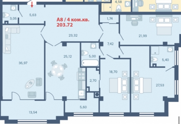Продаю 5-к квартиру (203 м²) в Бишкеке