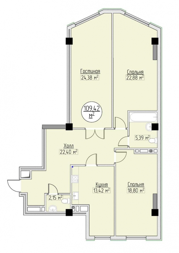 Продаю 3-к квартиру (107 м²) в Бишкеке