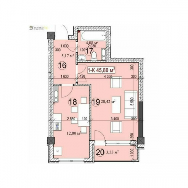 Продаю 1-к квартиру (45 м²) в Бишкеке