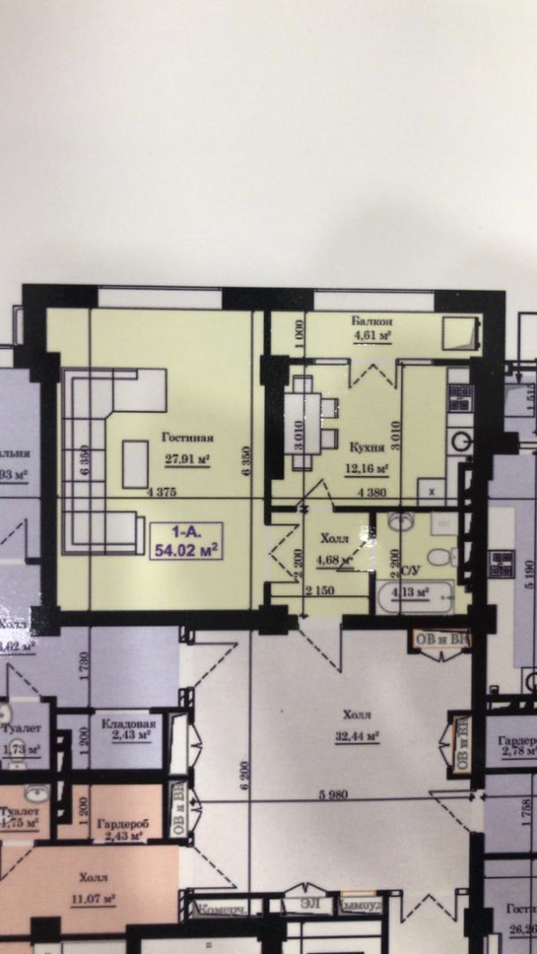 Продаю 1-к квартиру (54 м²) в Бишкеке