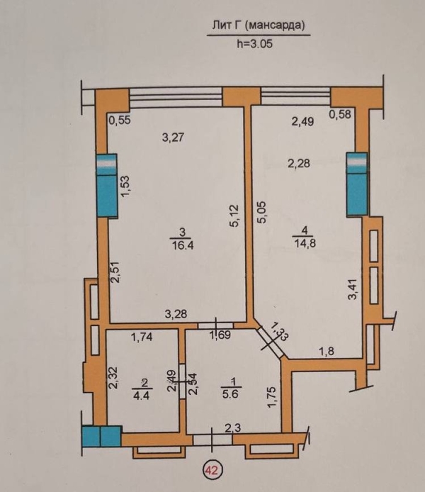 Продаю 1-к квартиру (41.2 м²) в Бишкеке