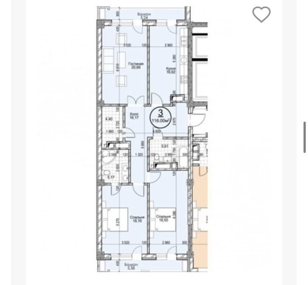 Продаю 3-к квартиру (115 м²) в Бишкеке