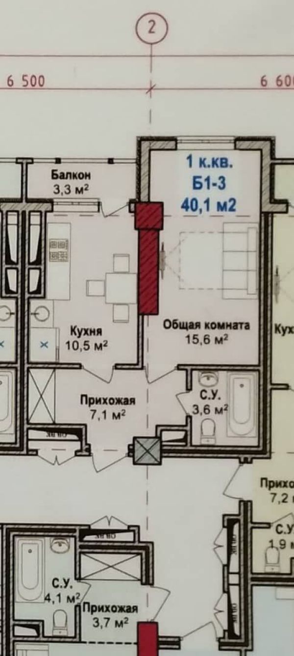 Продаю 1-к квартиру (41 м²) в Бишкеке