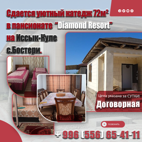 Сдаю 3-к коттедж (72 м²) в Чолпон-Ате