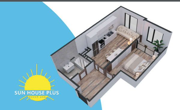 Продаю 1-к квартиру (47.28 м²) в Бишкеке