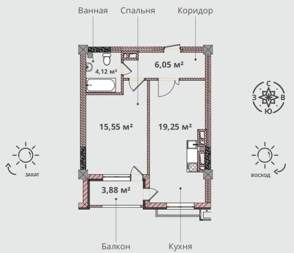 Продаю 1-к квартиру (43.92 м²) в Бишкеке