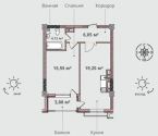 Продаю 1-к квартиру (43.92 м²) в Бишкеке