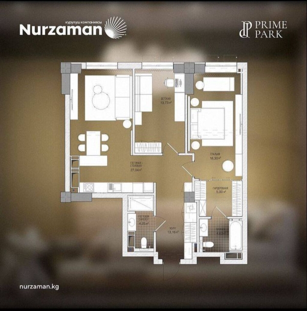 Продаю 2-к квартиру (86 м²) в Бишкеке