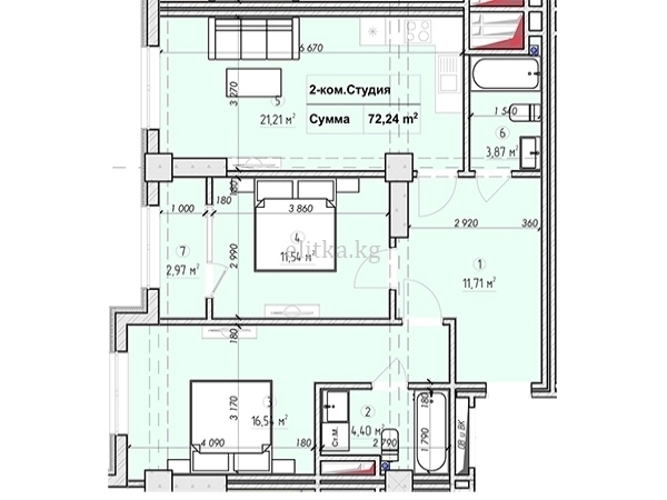Продаю 3-к квартиру (73 м²) в Бишкеке