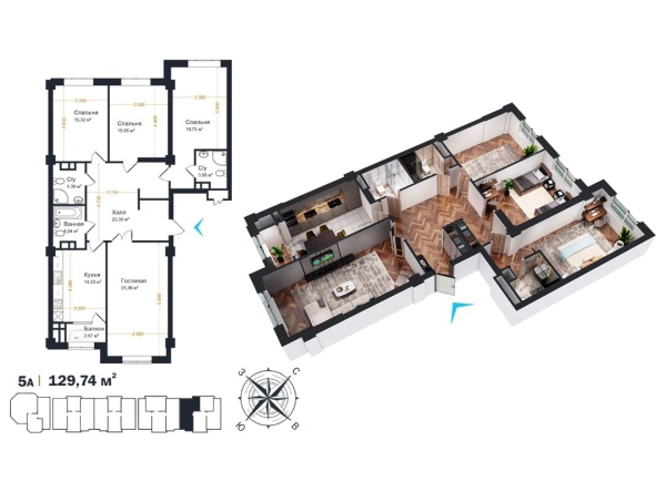 Продаю 4-к квартиру (130 м²) в Бишкеке