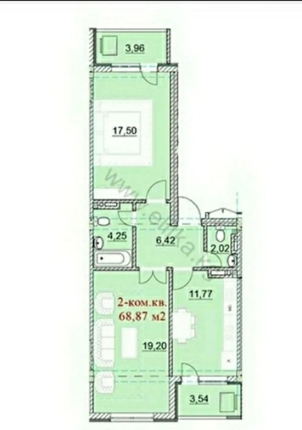 Продаю 2-к квартиру (69 м²) в Бишкеке
