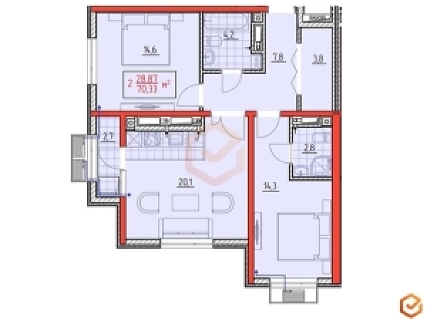 Продаю 2-к квартиру (70 м²) в Бишкеке