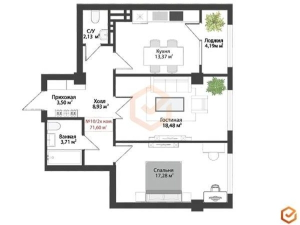 Продаю 2-к квартиру (70 м²) в Бишкеке