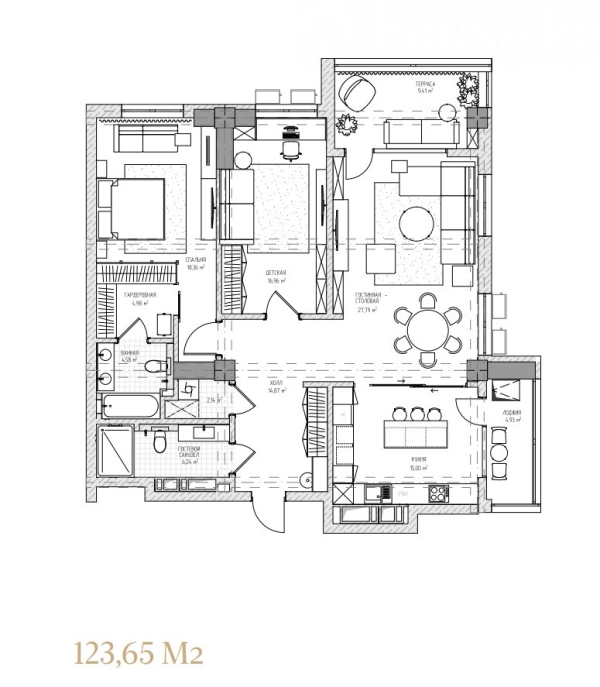 Продаю 3-к квартиру (123 м²) в Бишкеке