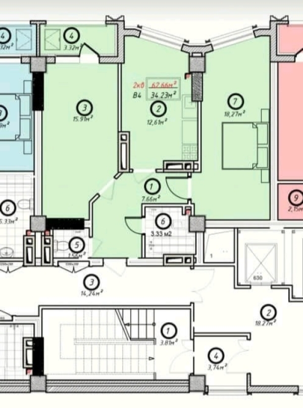 Продаю 2-к квартиру (63 м²) в Бишкеке