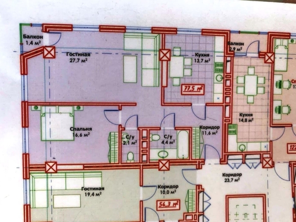 Продаю 2-к квартиру (78 м²) в Бишкеке