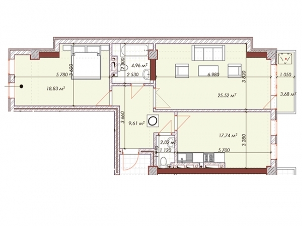 Продаю 2-к квартиру (83 м²) в Бишкеке
