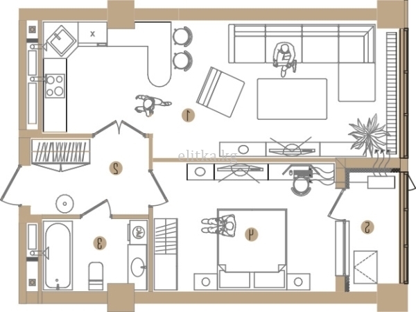 Продаю 1-к квартиру (57 м²) в Бишкеке