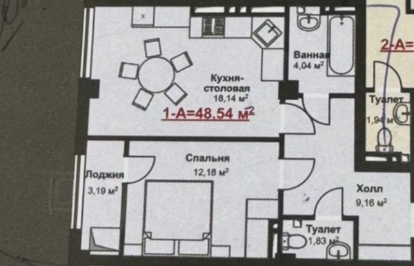 Продаю 1-к квартиру (49 м²) в Бишкеке