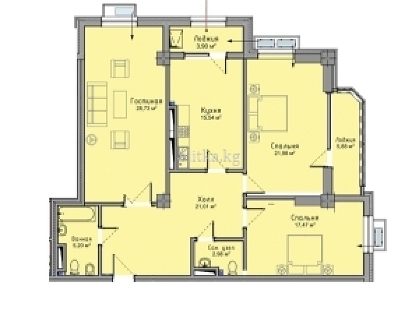 Продаю 2-к квартиру (72 м²) в Бишкеке