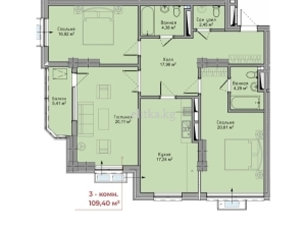 Продаю 4-к квартиру (175 м²) в Бишкеке