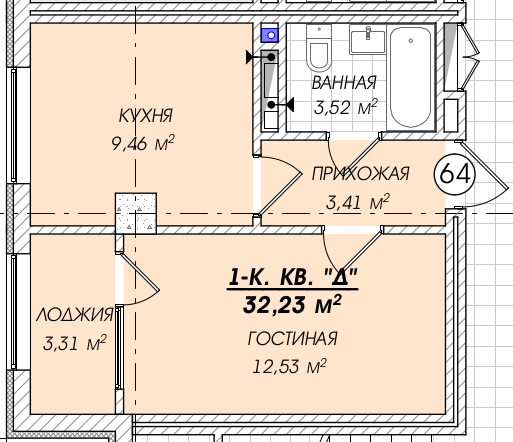 1-к квартиры в объекте Жилой комплекс "Береке" 