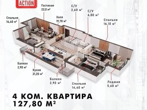 4-к квартиры в объекте Жилой дом Курчатова