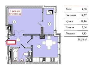 1-к квартиры в объекте Жилой комплекс AZUR