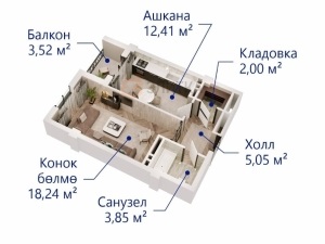 1-к квартиры в объекте Жилой комплекс "Саламат"