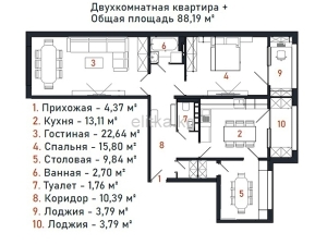 2-к квартиры в объекте Жилой комплекс JIBEK CITY (ЖИБЕК СИТИ)